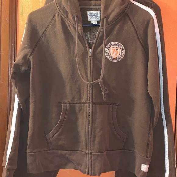 American Eagle Vintage 2Piece Set Brown w/ white trim Size L  joggers+jacket - Picture 2 of 9